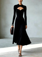 Marielle - Women's Long Sleeve Sweetheart Cutout Midi Dress 1