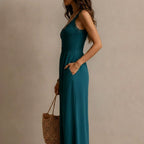 Marina - Women's Lace Trim V-Neck Wide Leg Jumpsuit 3