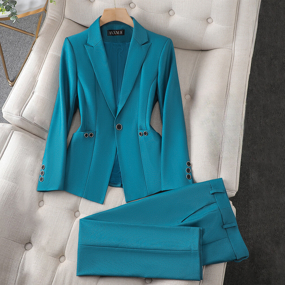 Matilda - Women's Double-Breasted Blazer and Tailored Pants Set