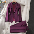 Matilda - Women's Double-Breasted Blazer and Tailored Pants Set