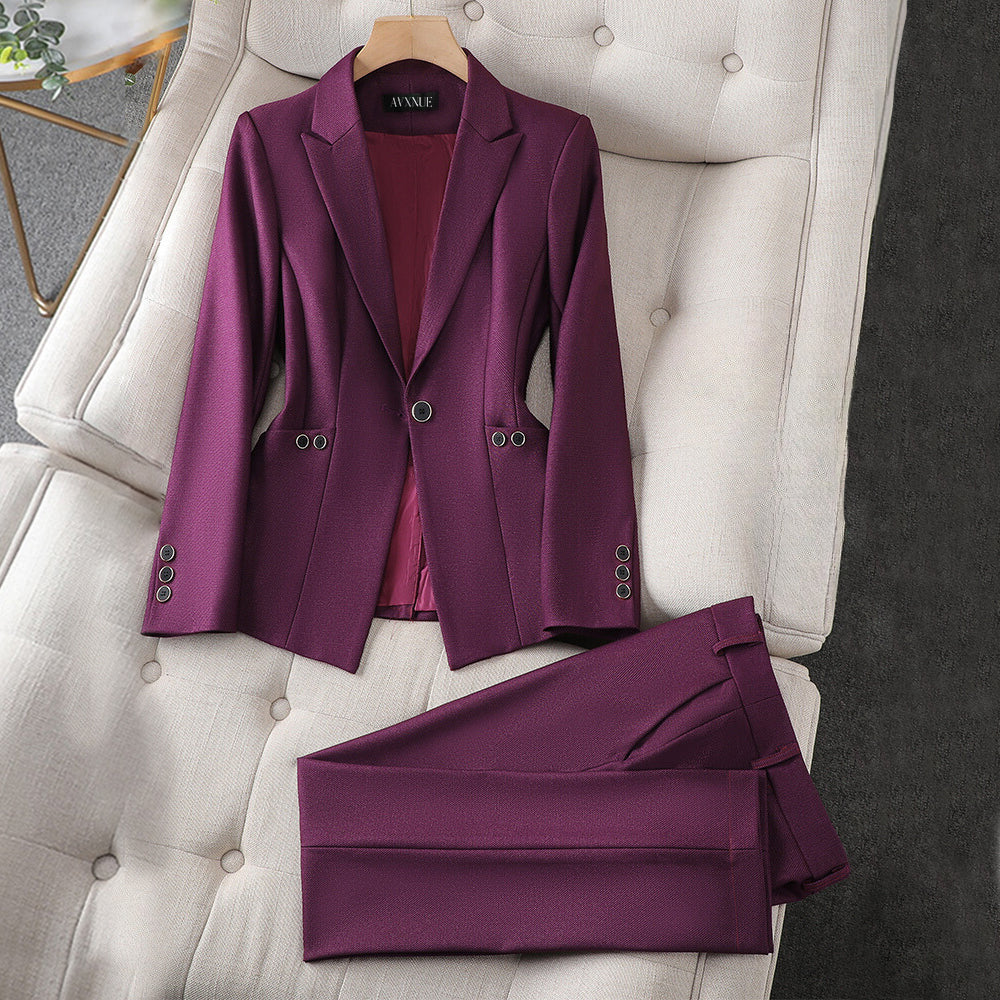 Matilda - Women's Double-Breasted Blazer and Tailored Pants Set