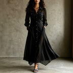 Maude - Women's Denim Sheer Long Sleeve Maxi Dress 3