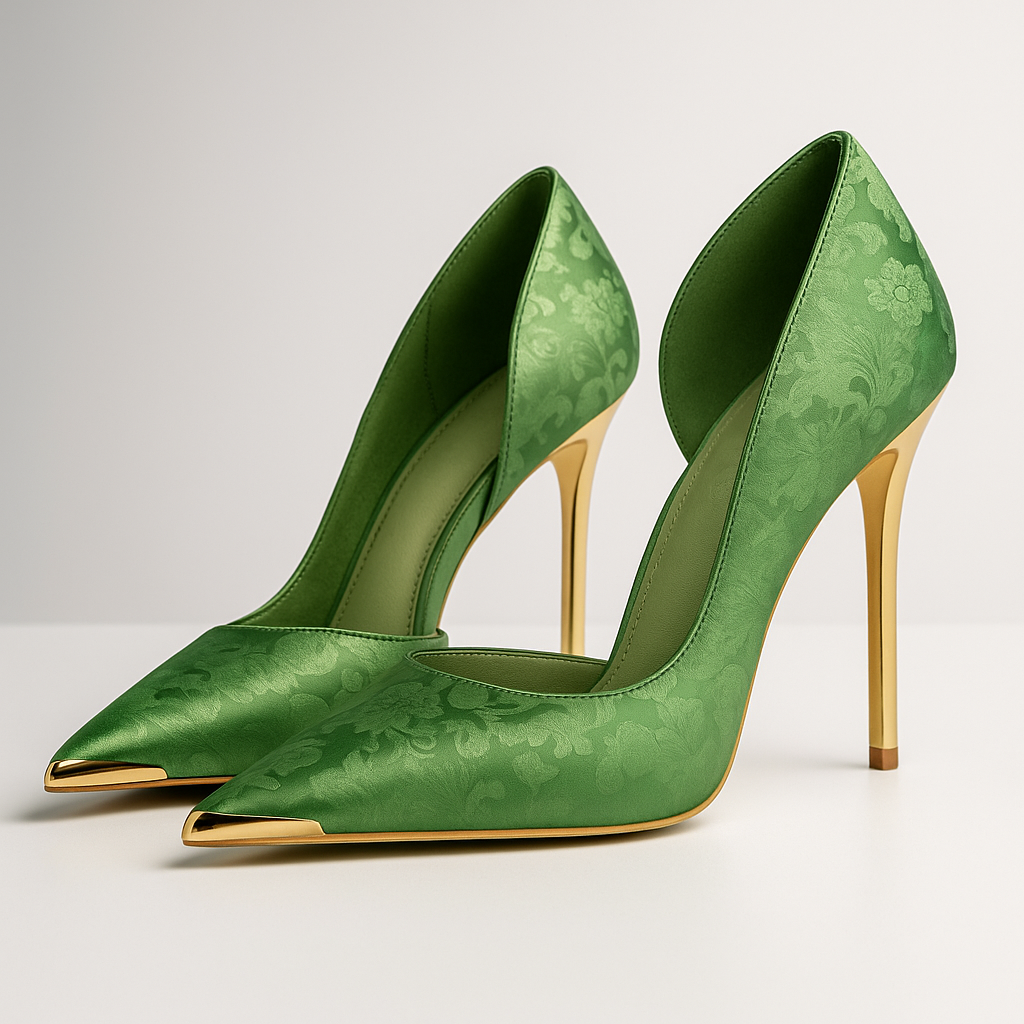 Maybel - Women's Pointed-Toe Stiletto Heels with Metallic Toe Cap