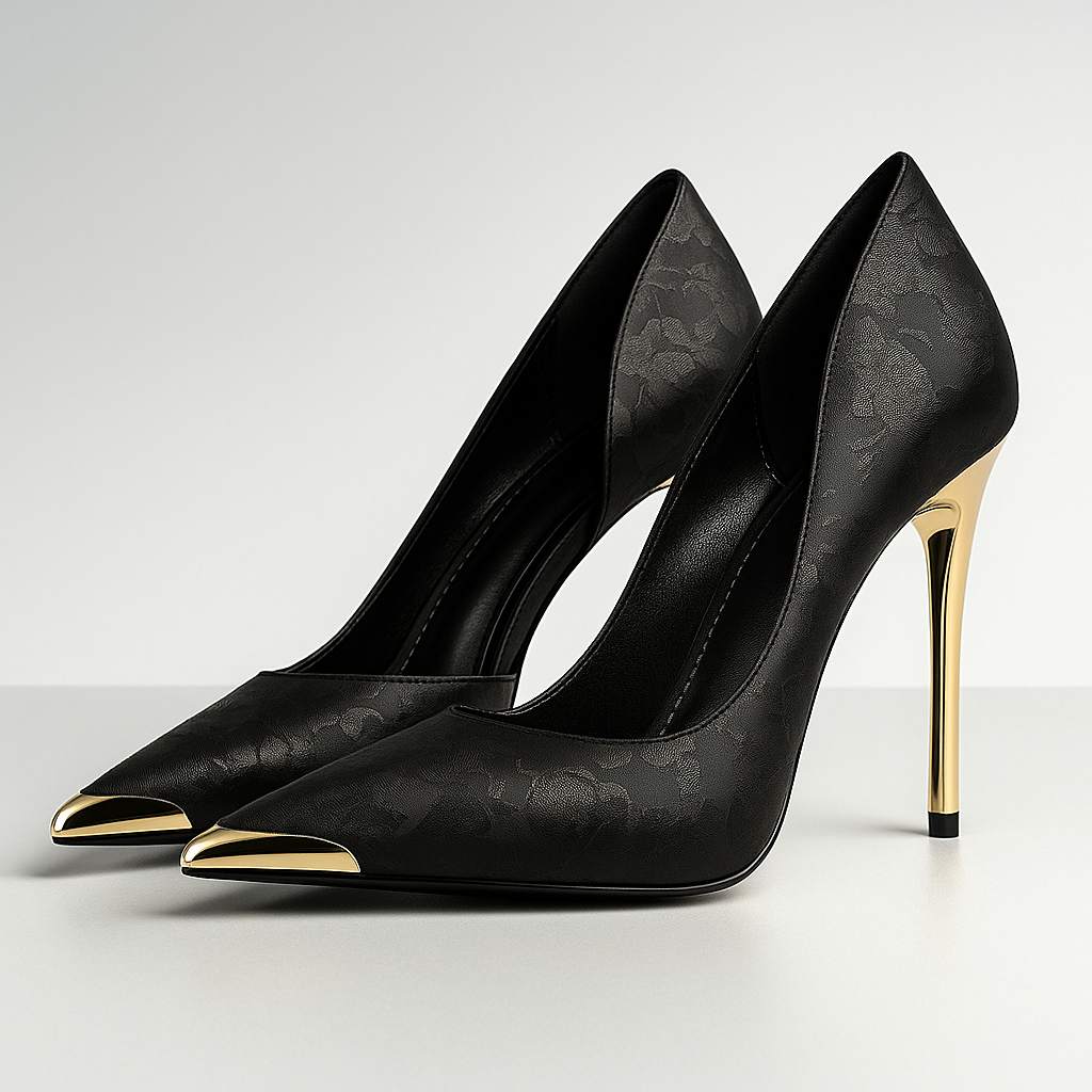 Maybel - Women's Pointed-Toe Stiletto Heels with Metallic Toe Cap