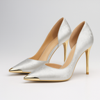 Maybel - Women's Pointed-Toe Stiletto Heels with Metallic Toe Cap