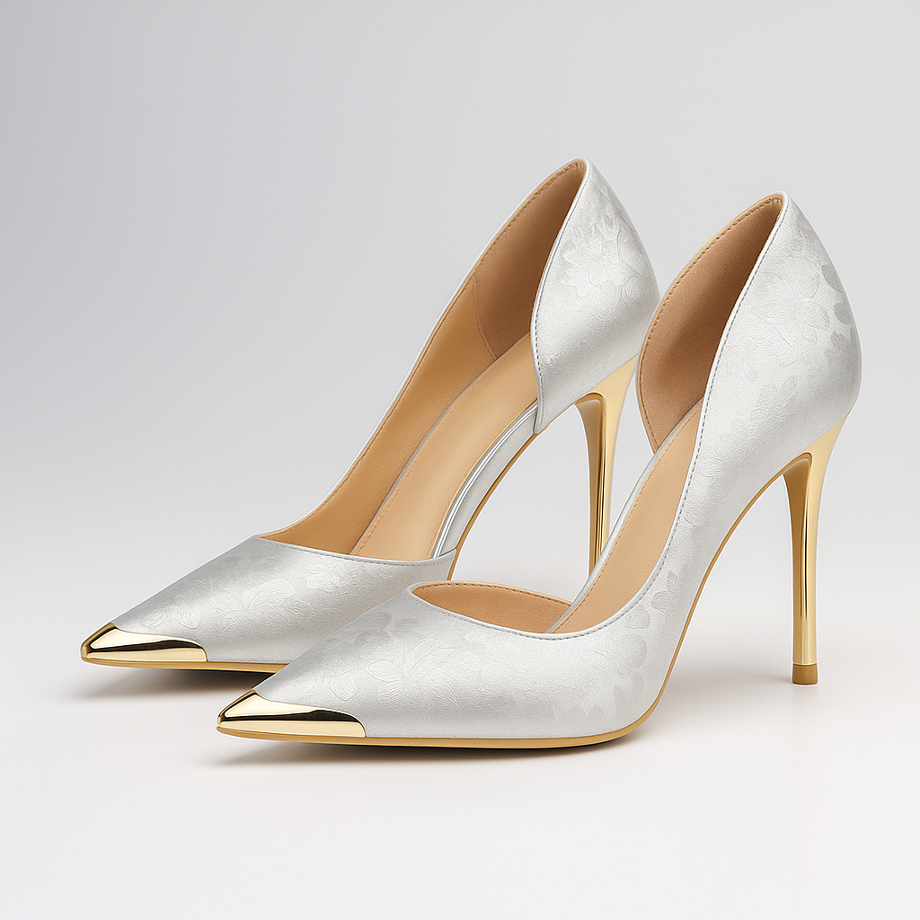 Maybel - Women's Pointed-Toe Stiletto Heels with Metallic Toe Cap