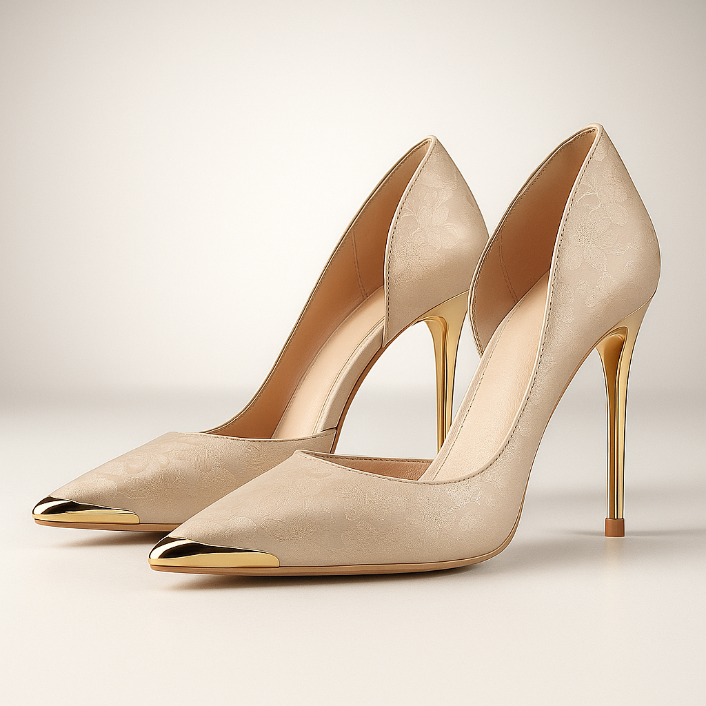 Maybel - Women's Pointed-Toe Stiletto Heels with Metallic Toe Cap