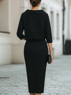 Melody - Women's Boat Neck Two-Piece Skirt Set