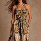 Michaela - Women's Printed Halter Wide-Leg Jumpsuit 2