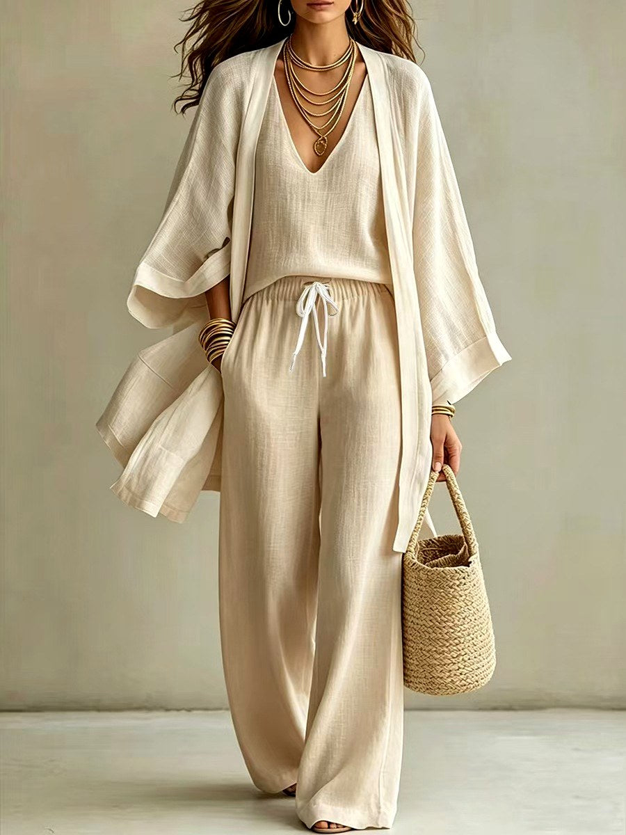 Monroe - Women's Relaxed Cami, Cardigan & Wide-Leg Pants Set 3