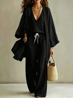 Monroe - Women's Relaxed Cami, Cardigan & Wide-Leg Pants Set 4