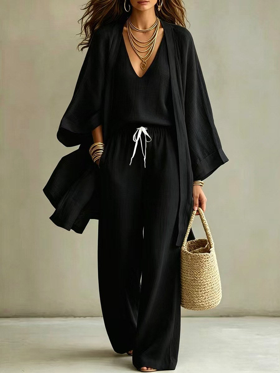 Monroe - Women's Relaxed Cami, Cardigan & Wide-Leg Pants Set 4