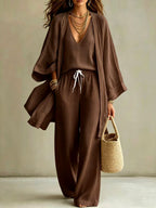 Monroe - Women's Relaxed Cami, Cardigan & Wide-Leg Pants Set 5