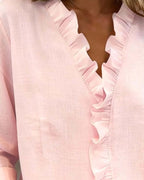 Mylene - Women's Ruffle V-Neck Long Sleeve Blouse