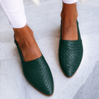 Nadia - Women's Woven Leather Slingback Flats
