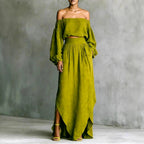 Naomi - Women's Off-Shoulder Top and Maxi Skirt Set 1