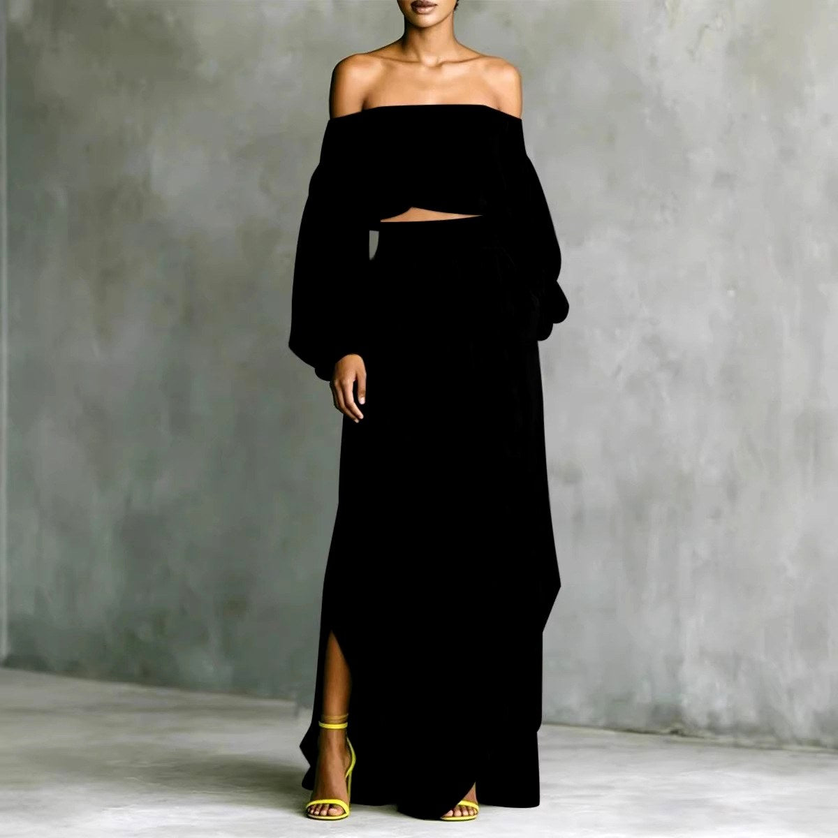 Naomi - Women's Off-Shoulder Top and Maxi Skirt Set 2