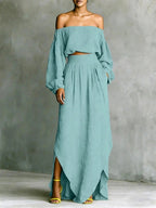 Naomi - Women's Off-Shoulder Top and Maxi Skirt Set 3