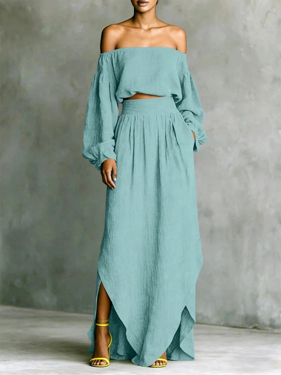 Naomi - Women's Off-Shoulder Top and Maxi Skirt Set 3