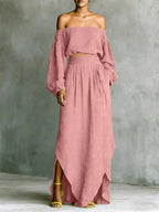Naomi - Women's Off-Shoulder Top and Maxi Skirt Set 4