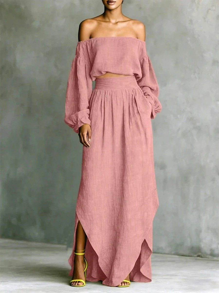 Naomi - Women's Off-Shoulder Top and Maxi Skirt Set 4