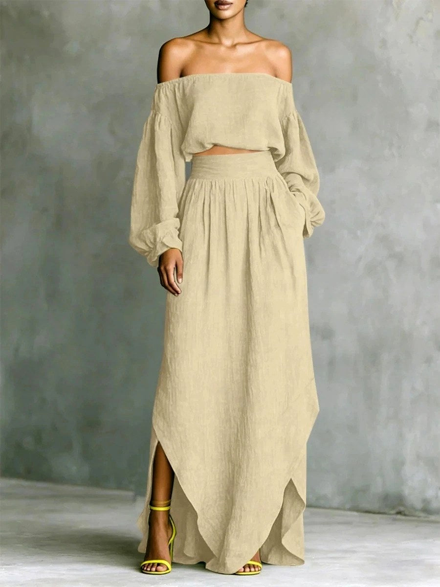 Naomi - Women's Off-Shoulder Top and Maxi Skirt Set 5