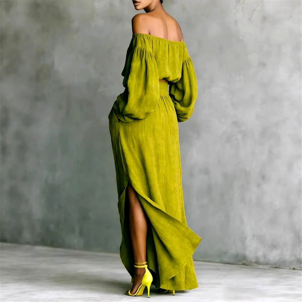 Naomi - Women's Off-Shoulder Top and Maxi Skirt Set 7