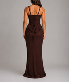 Natalia - Women's Square-Neck Bodycon Maxi Dress with Draped Waist