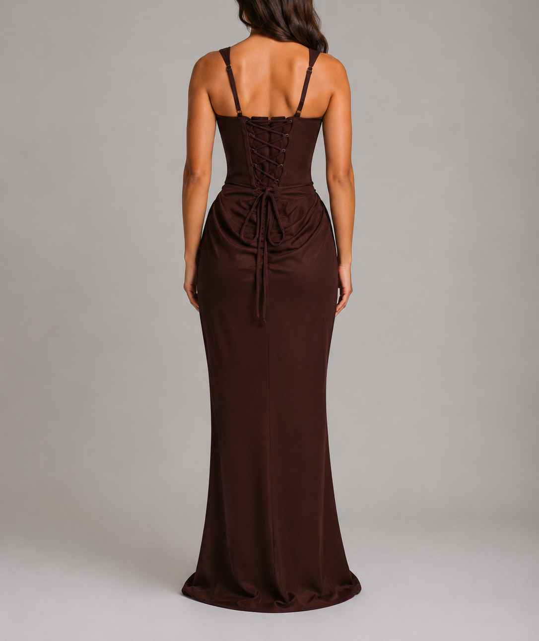 Natalia - Women's Square-Neck Bodycon Maxi Dress with Draped Waist