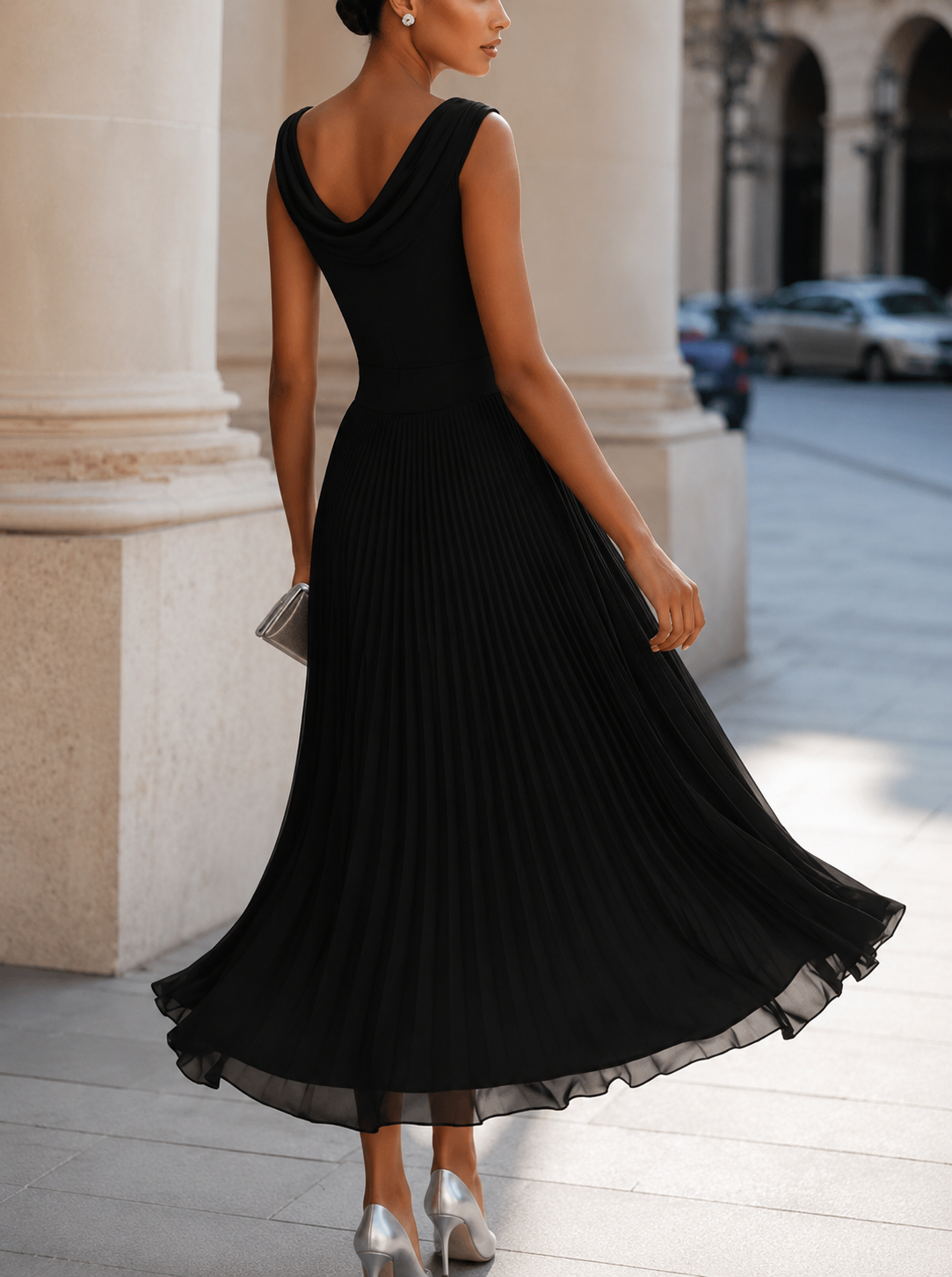 Natalie - Women's Ruched Waist A-Line Dress