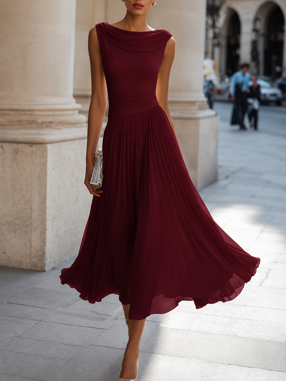Natalie - Women's Ruched Waist A-Line Dress