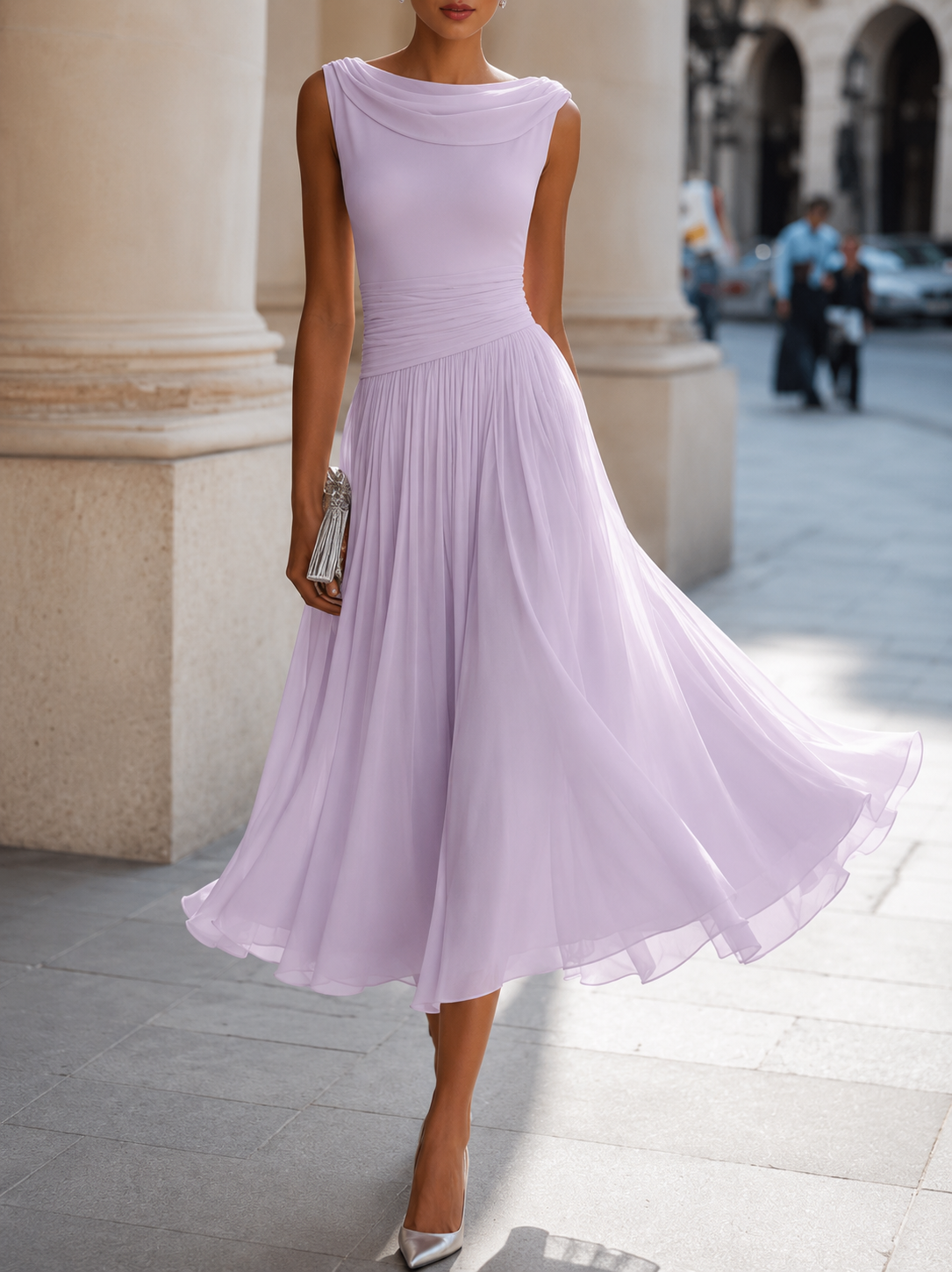 Natalie - Women's Ruched Waist A-Line Dress