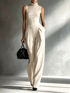 Natalie - Women's Sleeveless Turtleneck Wide-Leg Jumpsuit 2