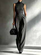 Natalie - Women's Sleeveless Turtleneck Wide-Leg Jumpsuit 5