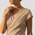 Natasha - Women's Wrap Blouse with V-Neckline and Cap Sleeves