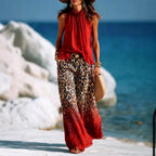 Odette - Women's Leopard Halter Wide Leg Matching Set 2
