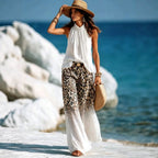 Odette - Women's Leopard Halter Wide Leg Matching Set 5