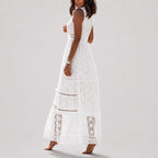 Olivia - Women's Lace V-Neck Layered Maxi Dress