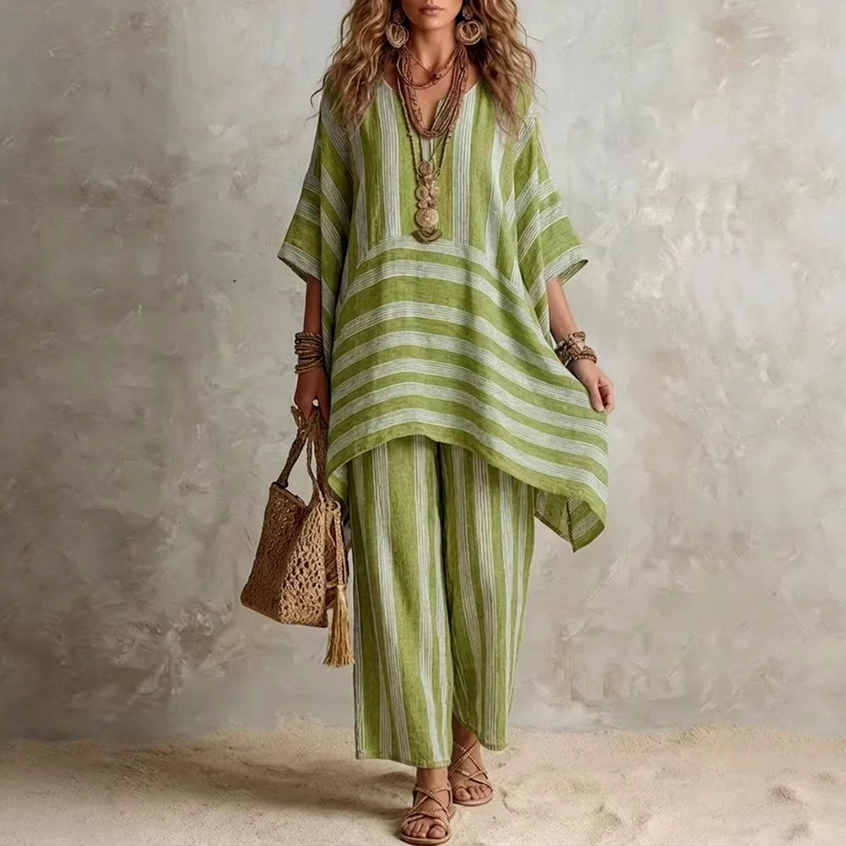 Ophelia - Women's Striped Wide Leg Lounge Set 3