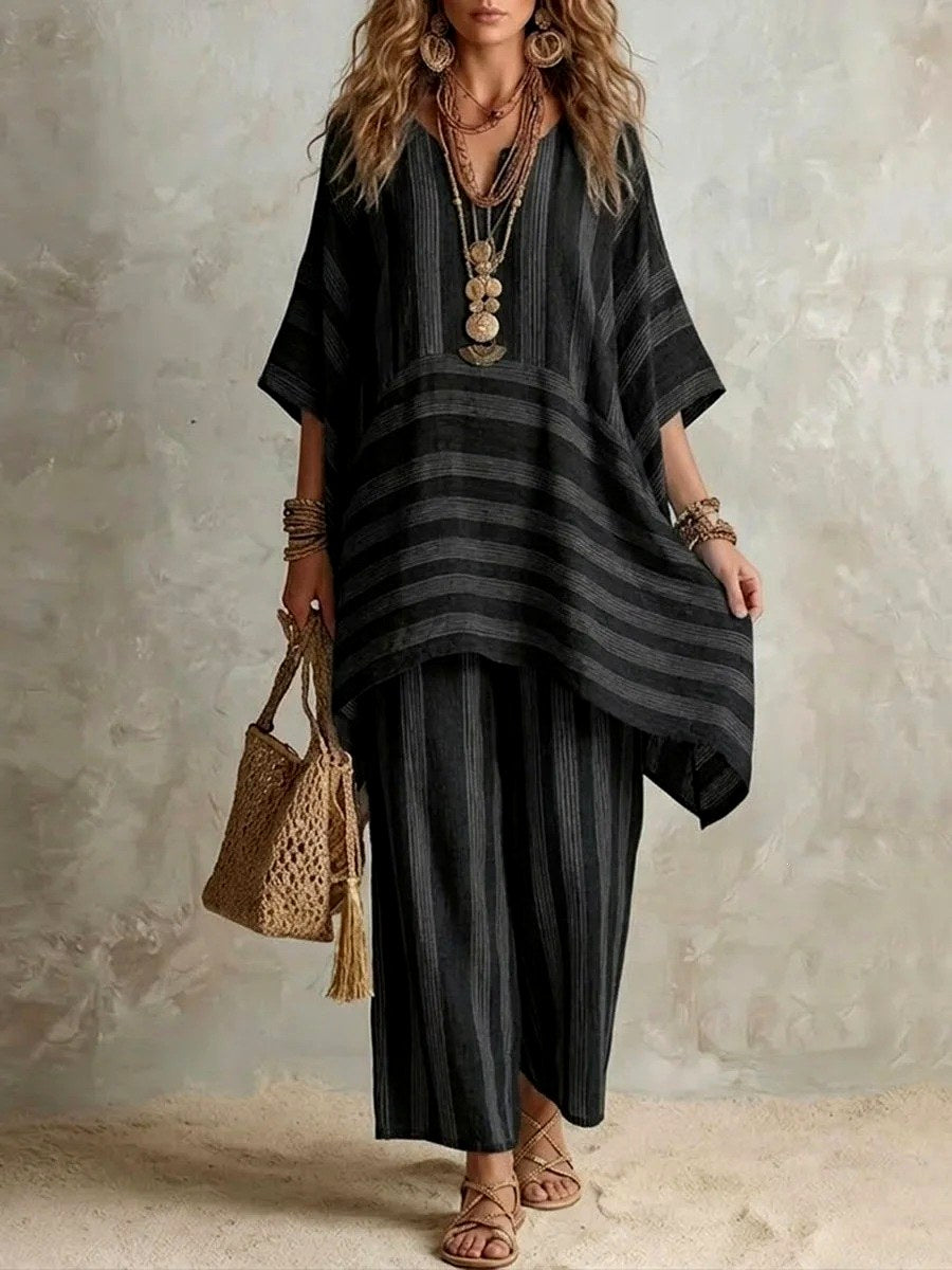 Ophelia - Women's Striped Wide Leg Lounge Set 4