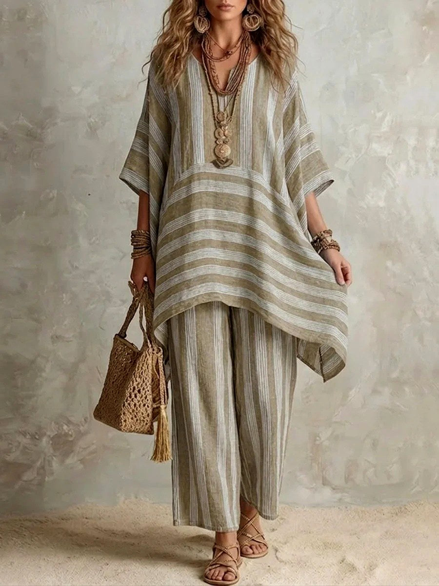 Ophelia - Women's Striped Wide Leg Lounge Set 5