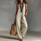 Paloma - Women's Embroidered V-Neck Wide-Leg Jumpsuit