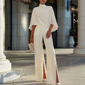 Pearl - Women's Cape Sleeve Top & Wide-Leg Pants Set 1