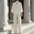 Pearl - Women's Cape Sleeve Top & Wide-Leg Pants Set 3
