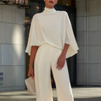 Pearl - Women's Cape Sleeve Top & Wide-Leg Pants Set 5
