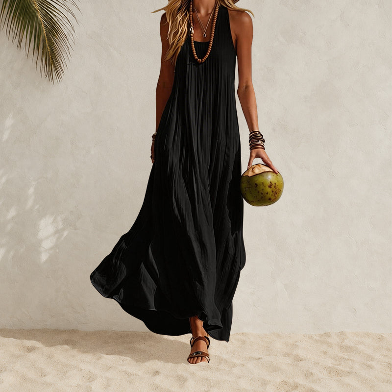 Petra - Women's Sleeveless Pleated Maxi Dress