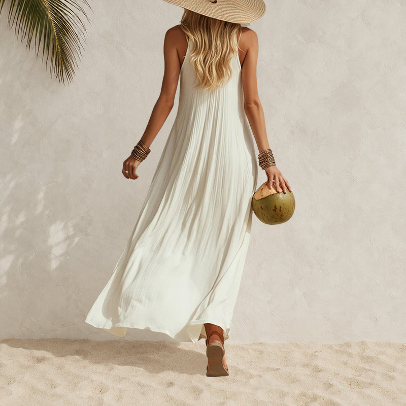 Petra - Women's Sleeveless Pleated Maxi Dress