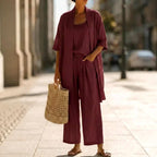 Philomena - Women's Scoop Neck Wide Leg Matching Set 4