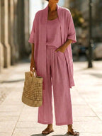 Philomena - Women's Scoop Neck Wide Leg Matching Set 5