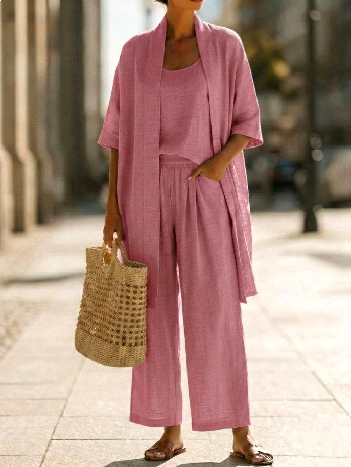 Philomena - Women's Scoop Neck Wide Leg Matching Set 5